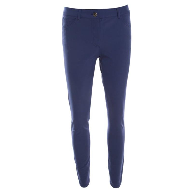 Escada Saphire Blue Stretch Crepe Tapered Tygan Trousers S