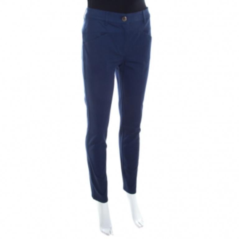 Escada Bleu saphire Denim Stretch Teresa Straight Leg Jeans S Bon état - En vente à Dubai, Al Qouz 2