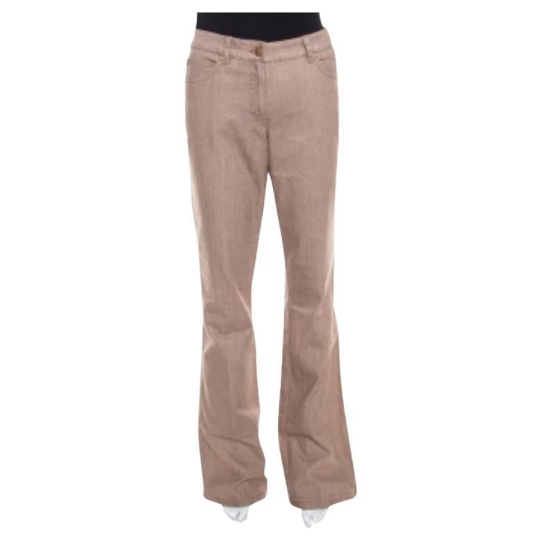 Escada Savannah Brown Coated Stretch Denim Flared Jeans M im Angebot