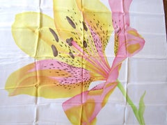 Escada Scarf Lily Floral Silk made in Italy, New, Old stock Never Worn