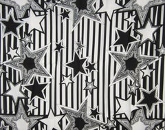 Escada Scarf Silk Black & White Stars Made in Italy, New, Never Worn, 1990s