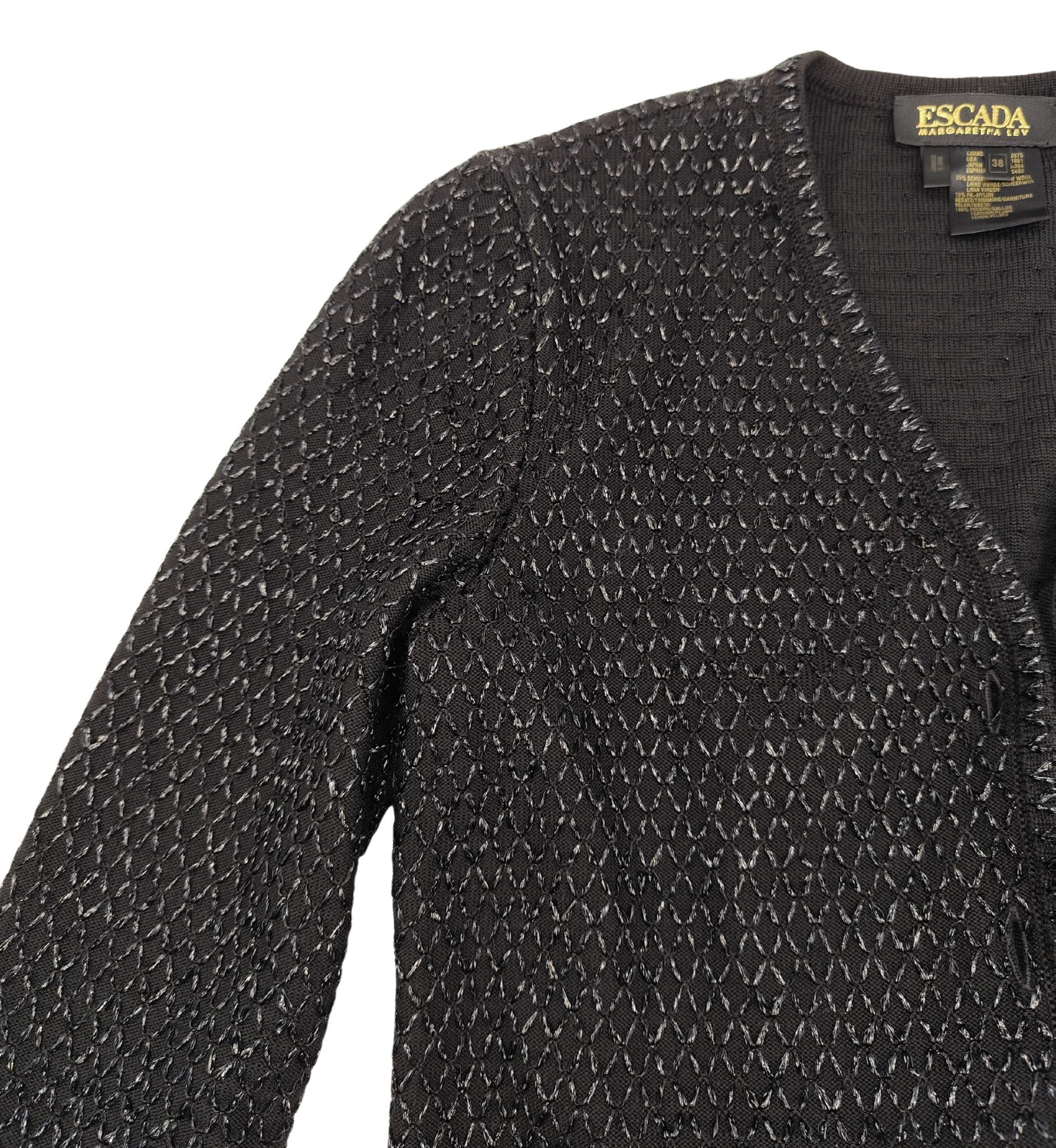 Donna Cardigan lungo nero lucido di Escada con polsini delle maniche in piume rimovibili in vendita
