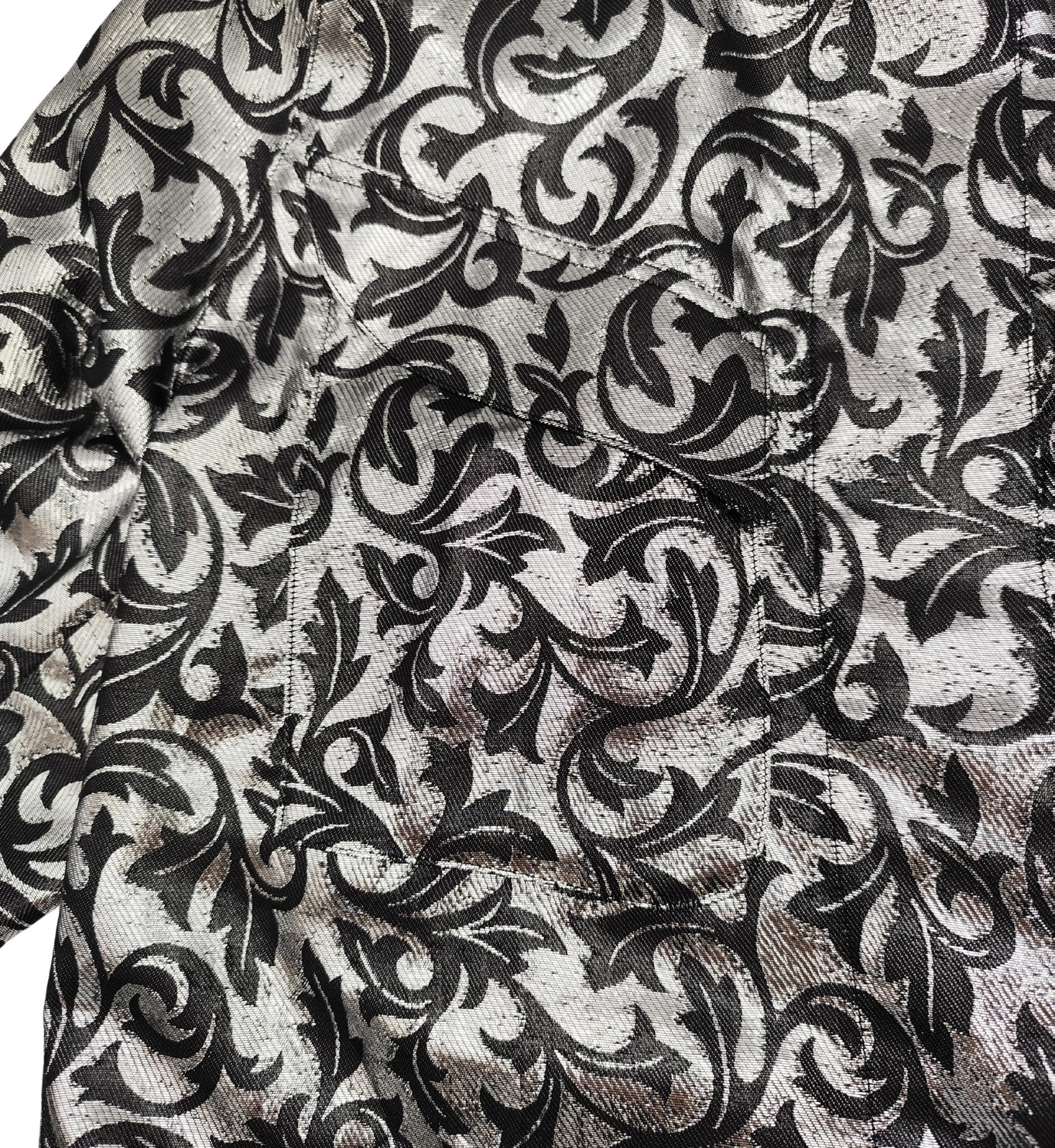 Escada shiny silver silk blend printed shirt For Sale 1