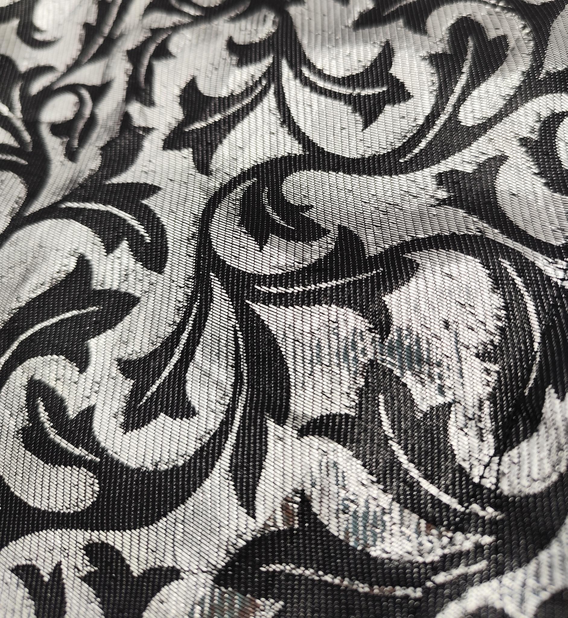 Escada shiny silver silk blend printed shirt For Sale 2