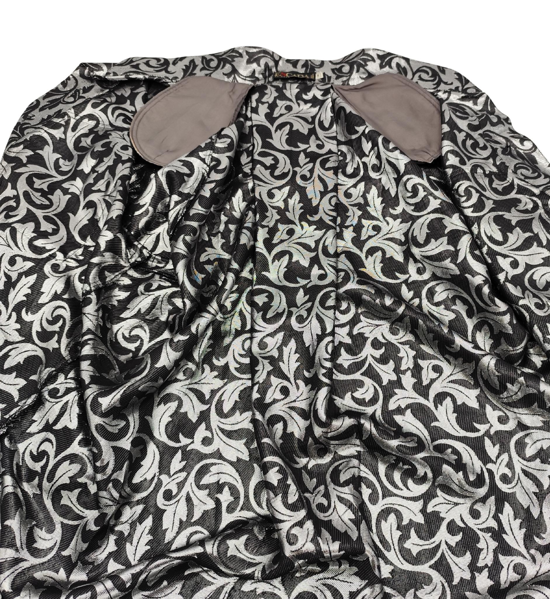 Escada shiny silver silk blend printed shirt For Sale 3