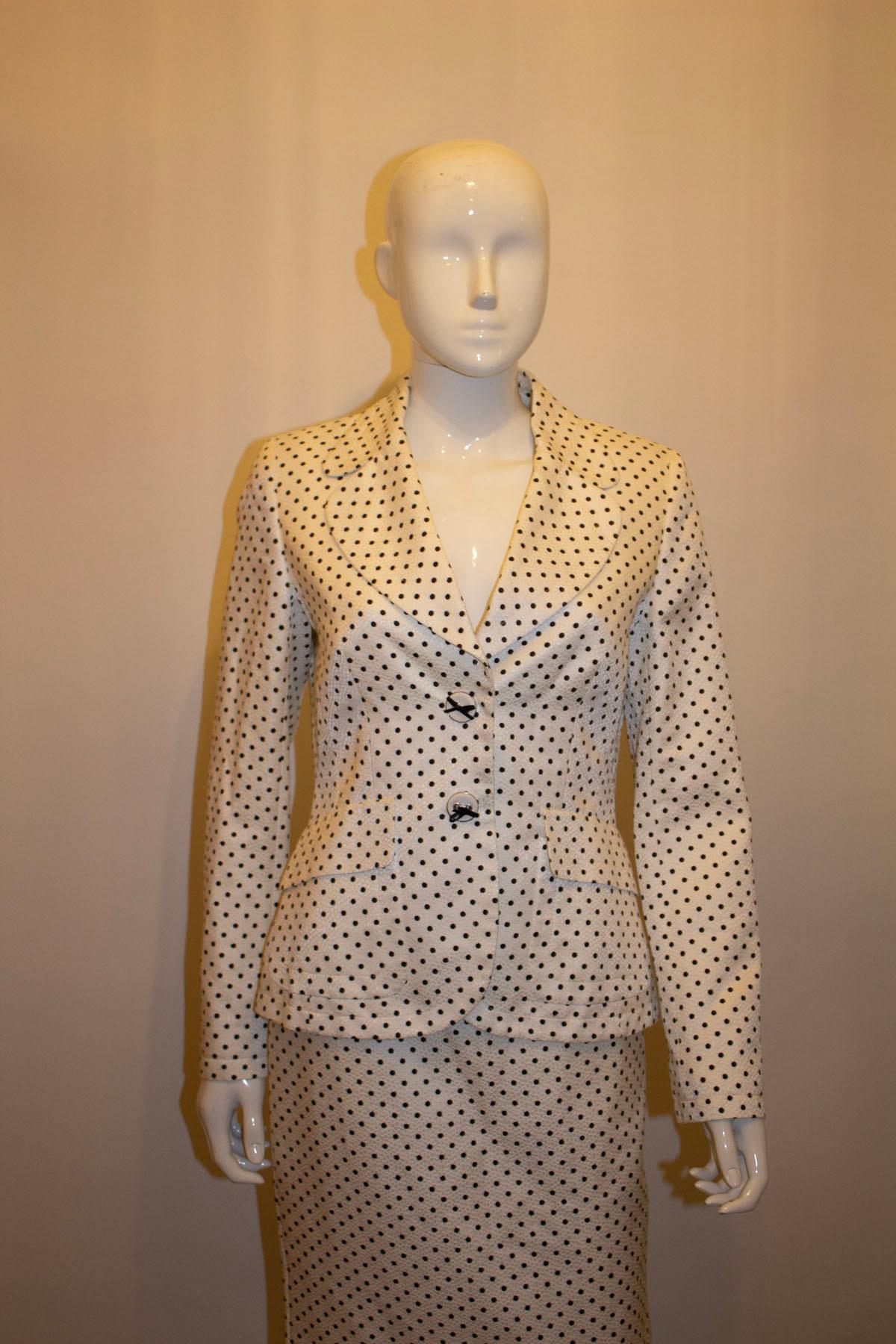 Brown Escada Silk and Cotton mix Spot Skirt Suit For Sale