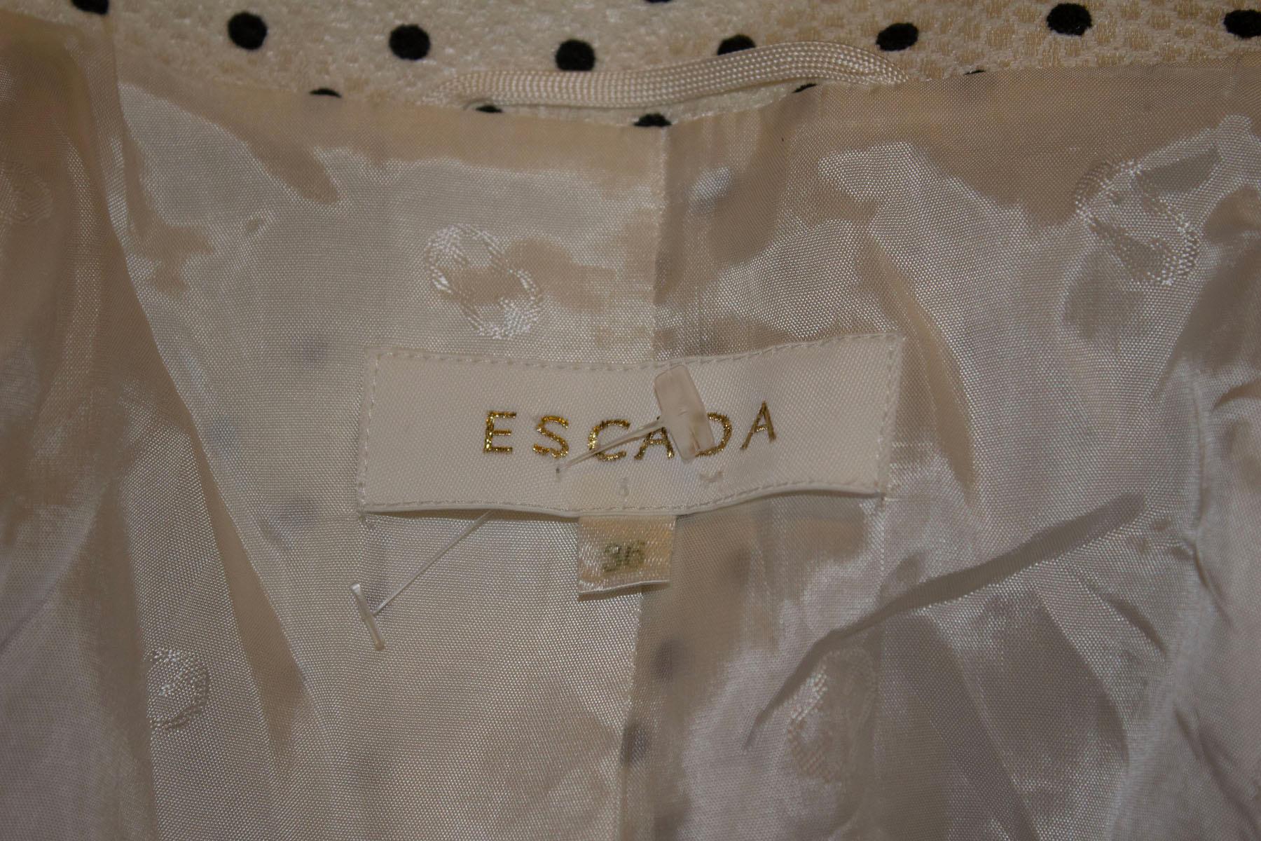 Escada Silk and Cotton mix Spot Skirt Suit In Good Condition For Sale In London, GB