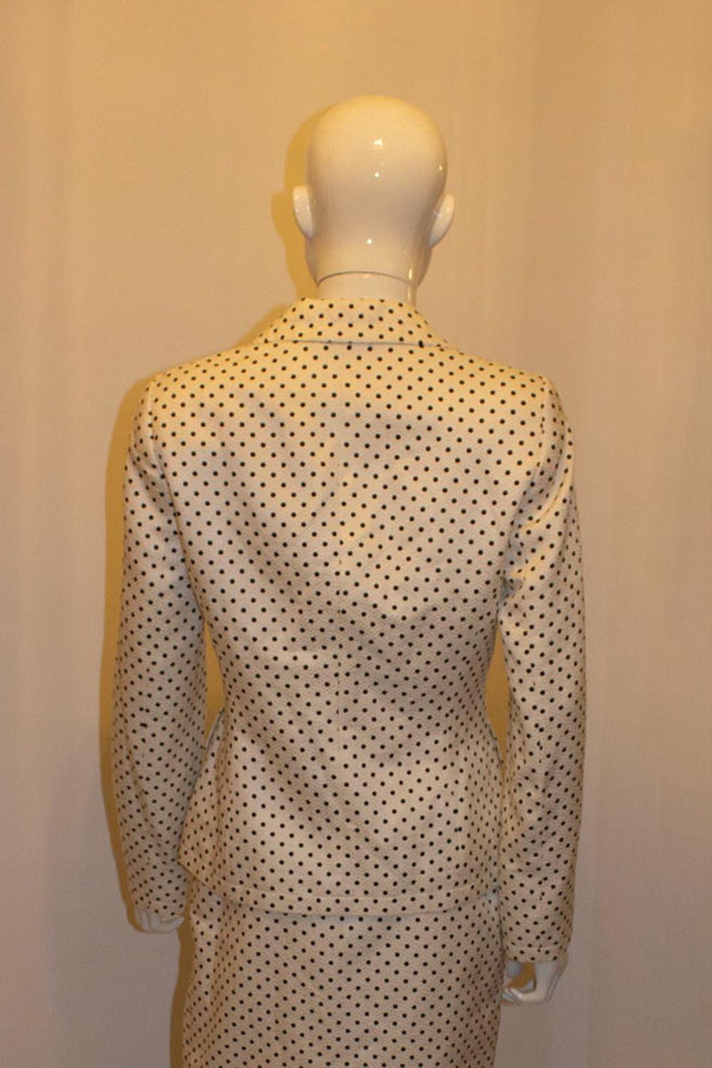 Escada Silk and Cotton mix Spot Skirt Suit For Sale 1