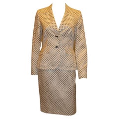 Escada Silk and Cotton mix Spot Skirt Suit