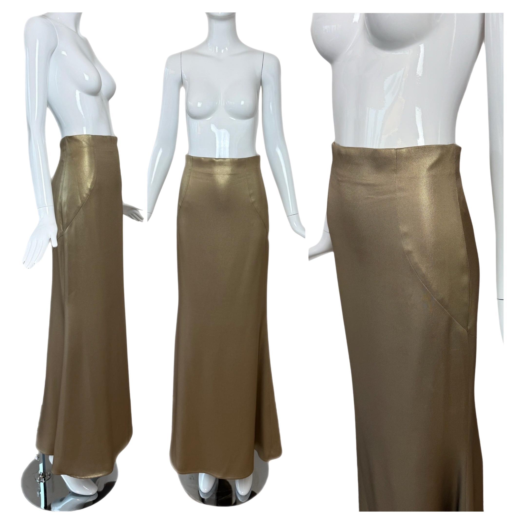ESCADA Seide Bronzy Gold Paneled Maxi Abend Braut Hochzeit Rock im Angebot