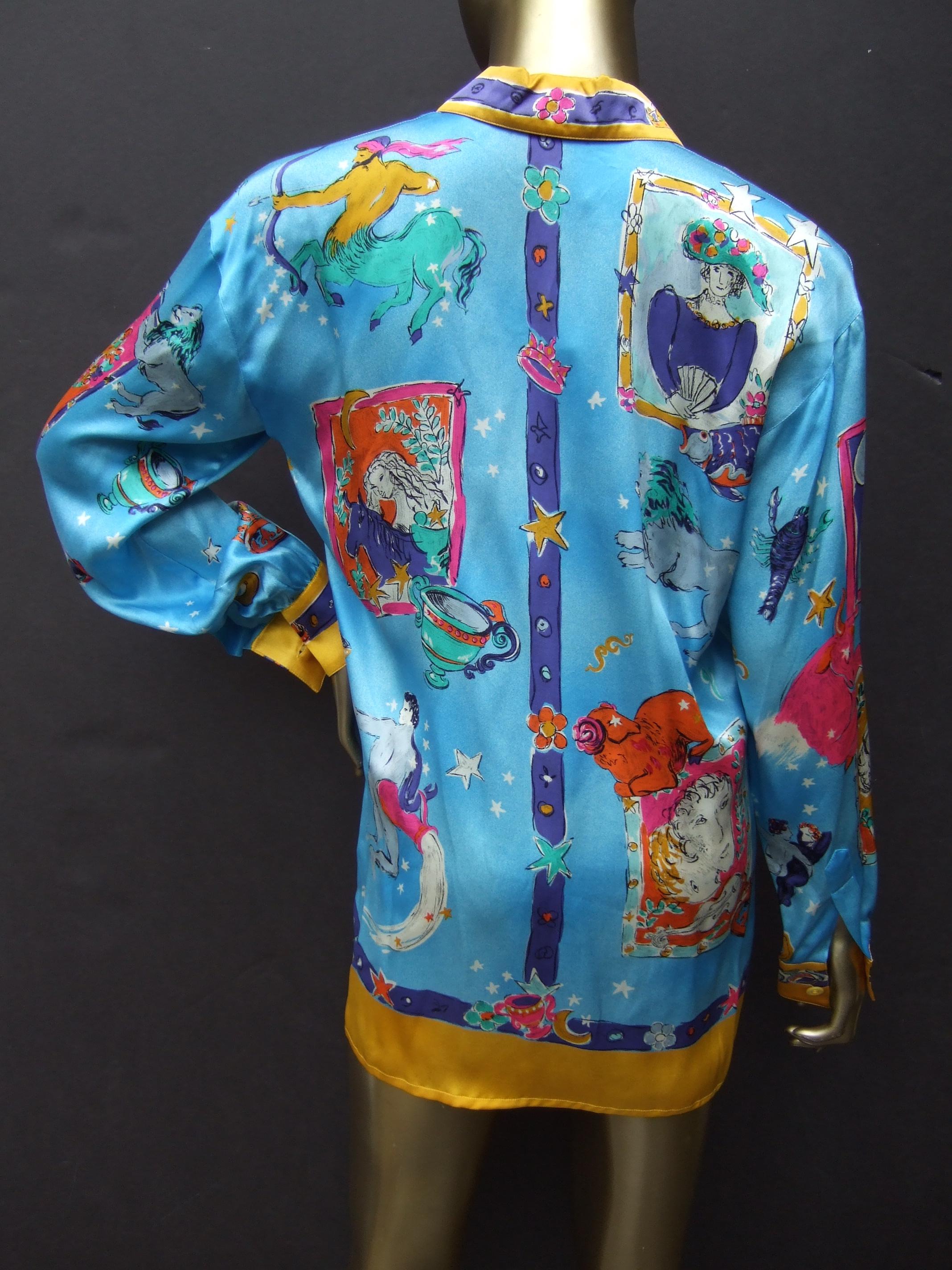 Escada camicetta in seta con stampa zodiacale New-Vintage c anni '90 7