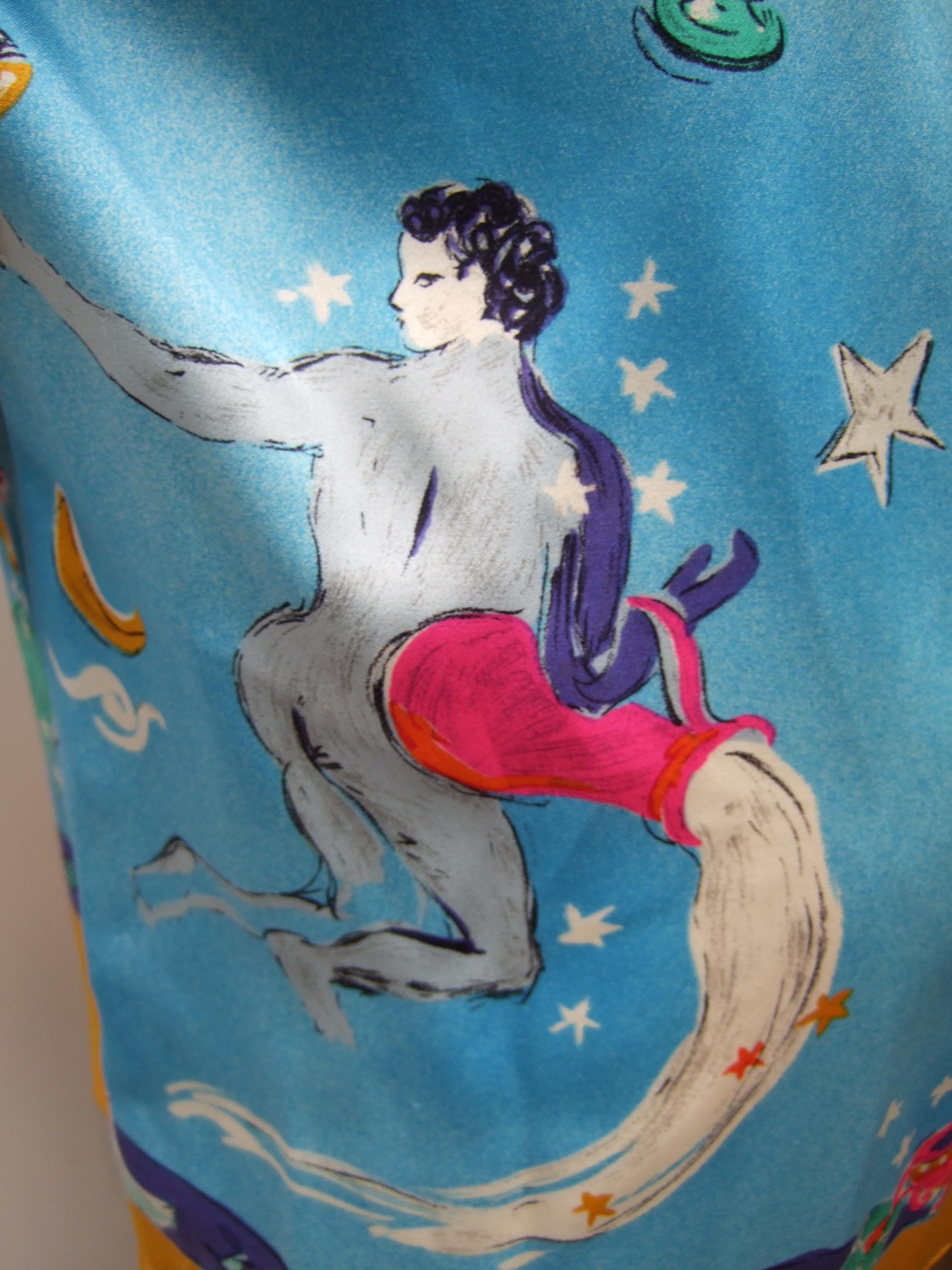 Escada camicetta in seta con stampa zodiacale New-Vintage c anni '90 8