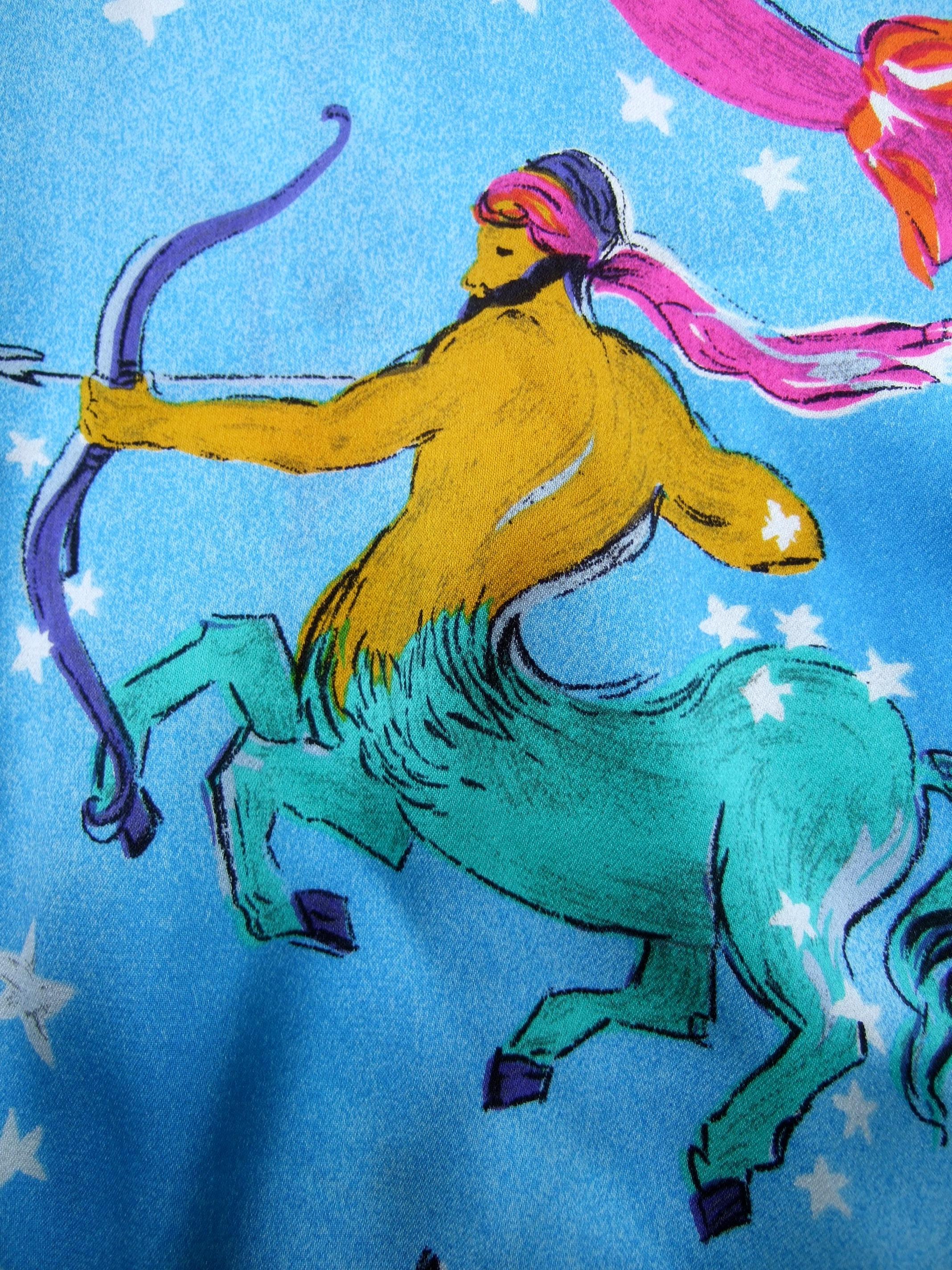 Donna Escada camicetta in seta con stampa zodiacale New-Vintage c anni '90