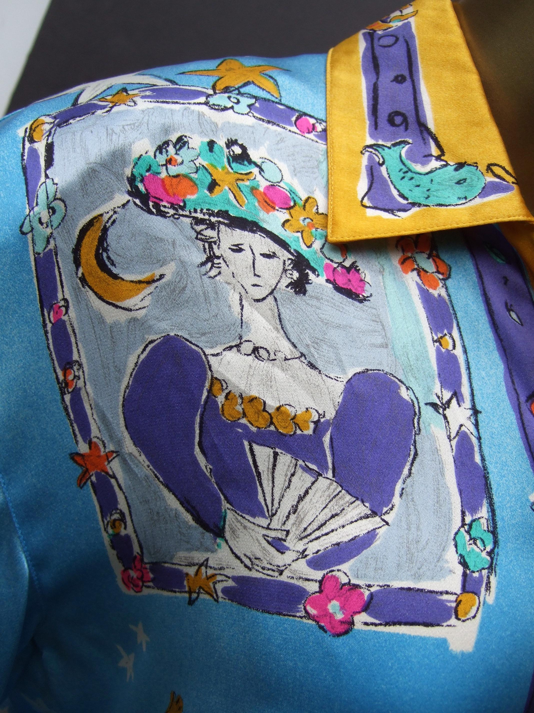Escada camicetta in seta con stampa zodiacale New-Vintage c anni '90 3