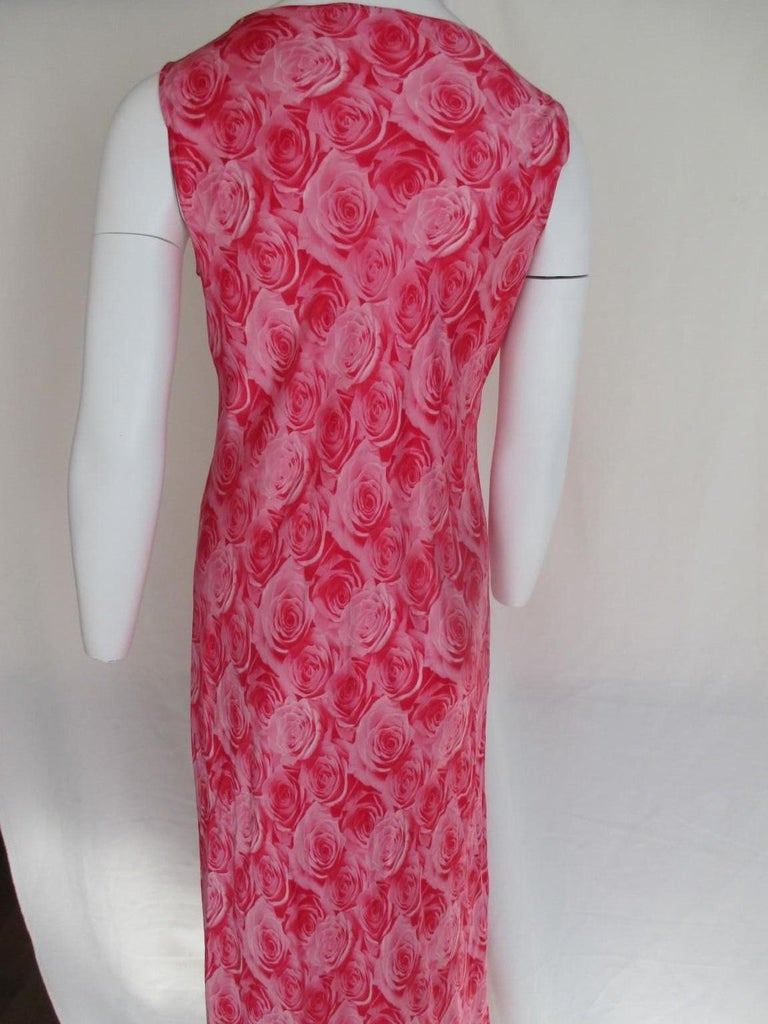 Pink Escada Silk Floral pink/red Dress Small For Sale