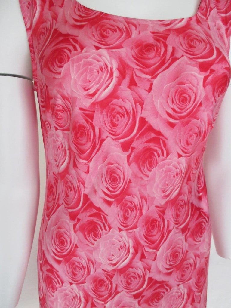 Escada Silk Floral pink/red Dress Small In Good Condition For Sale In Amsterdam, NL