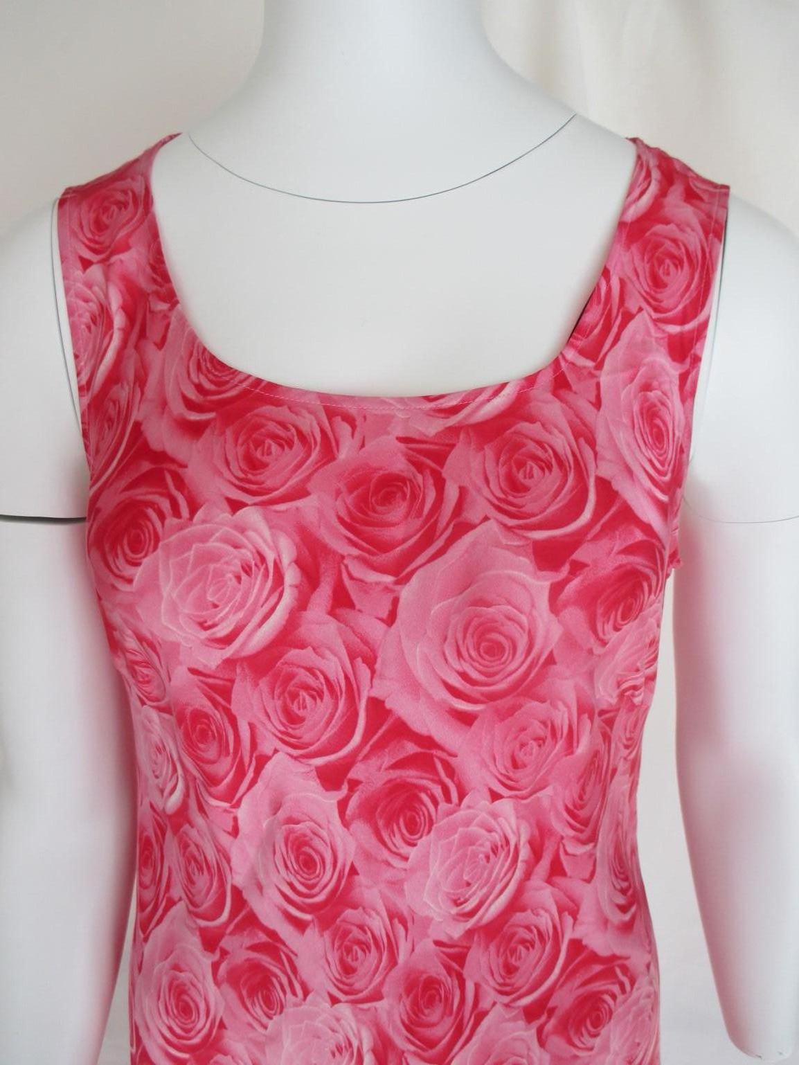 Pink Escada Silk Floral pink/red Dress Small For Sale