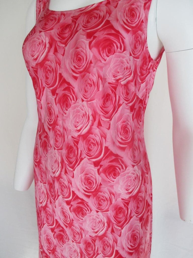 Escada Silk Floral pink/red Dress Small For Sale 3