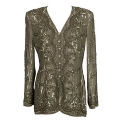 Giacca di seta Escada ricamata con perline e paillettes