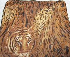 Escada Silk Scarf Tiger Face Made in Italy  New, Never Worn with Tag