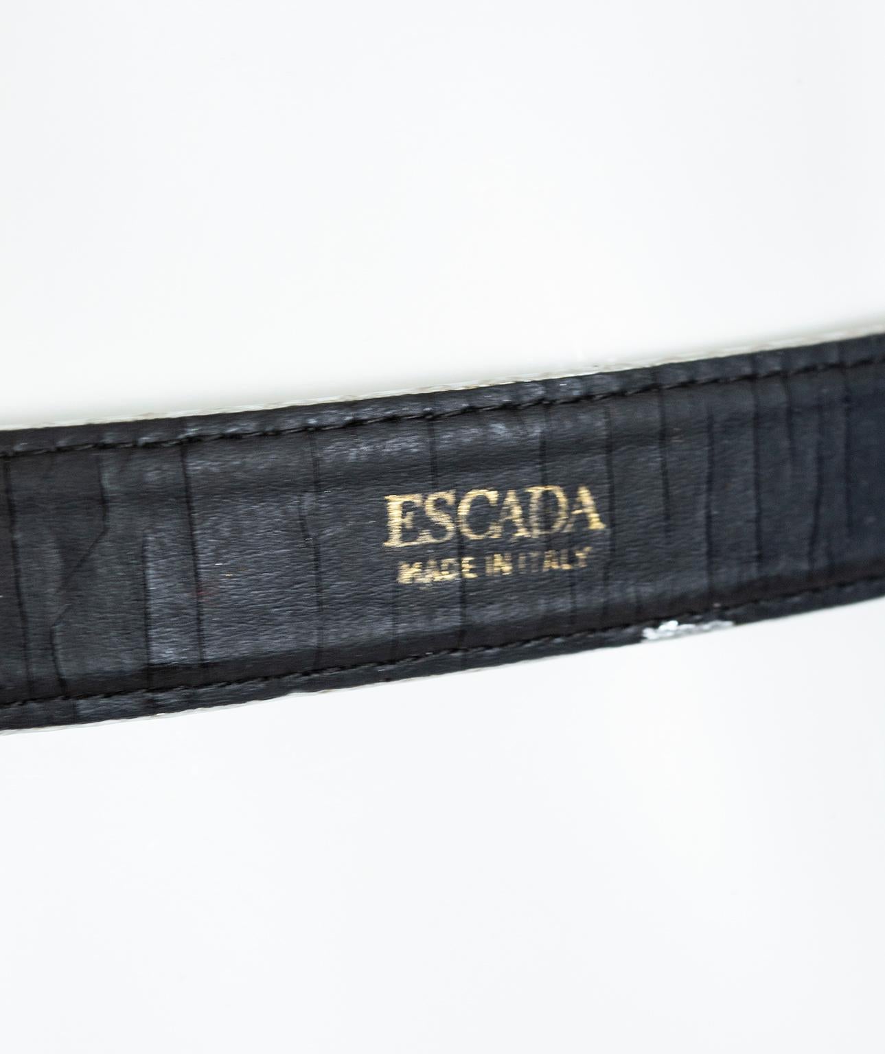 Escada Silver Snakeskin Belt with Modernist Chrome Buckle and Tail –Small, 1980s For Sale 3