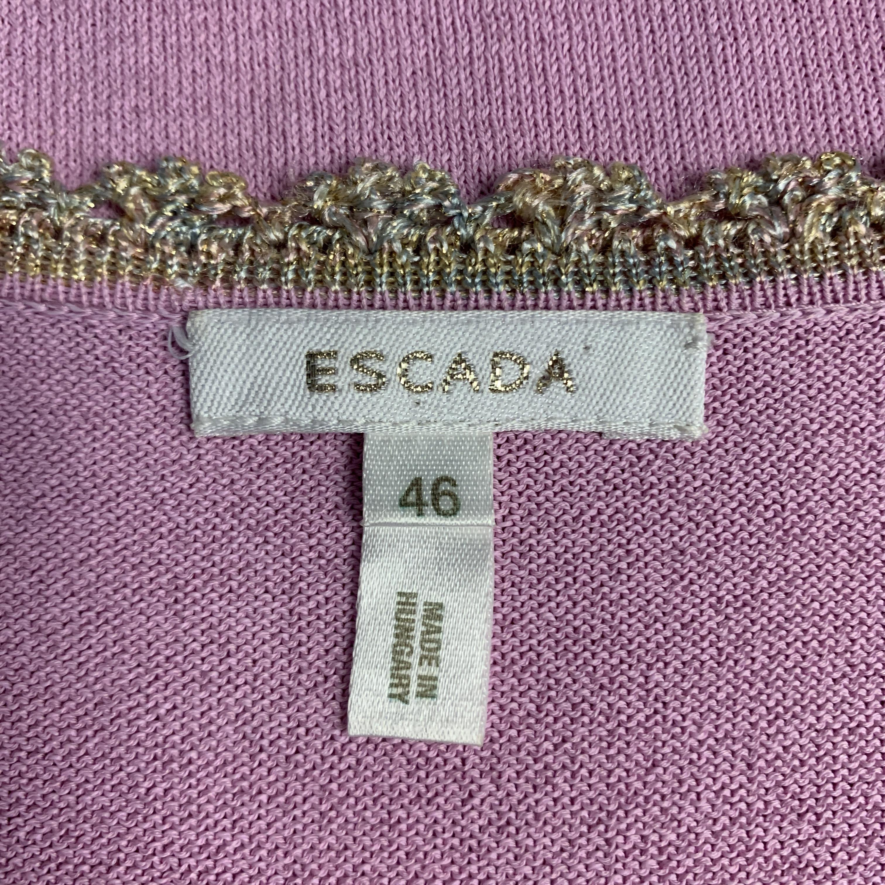 ESCADA Size 10 Pink Rayon Blend Embellished Trim Cardigan Camisole Set 5