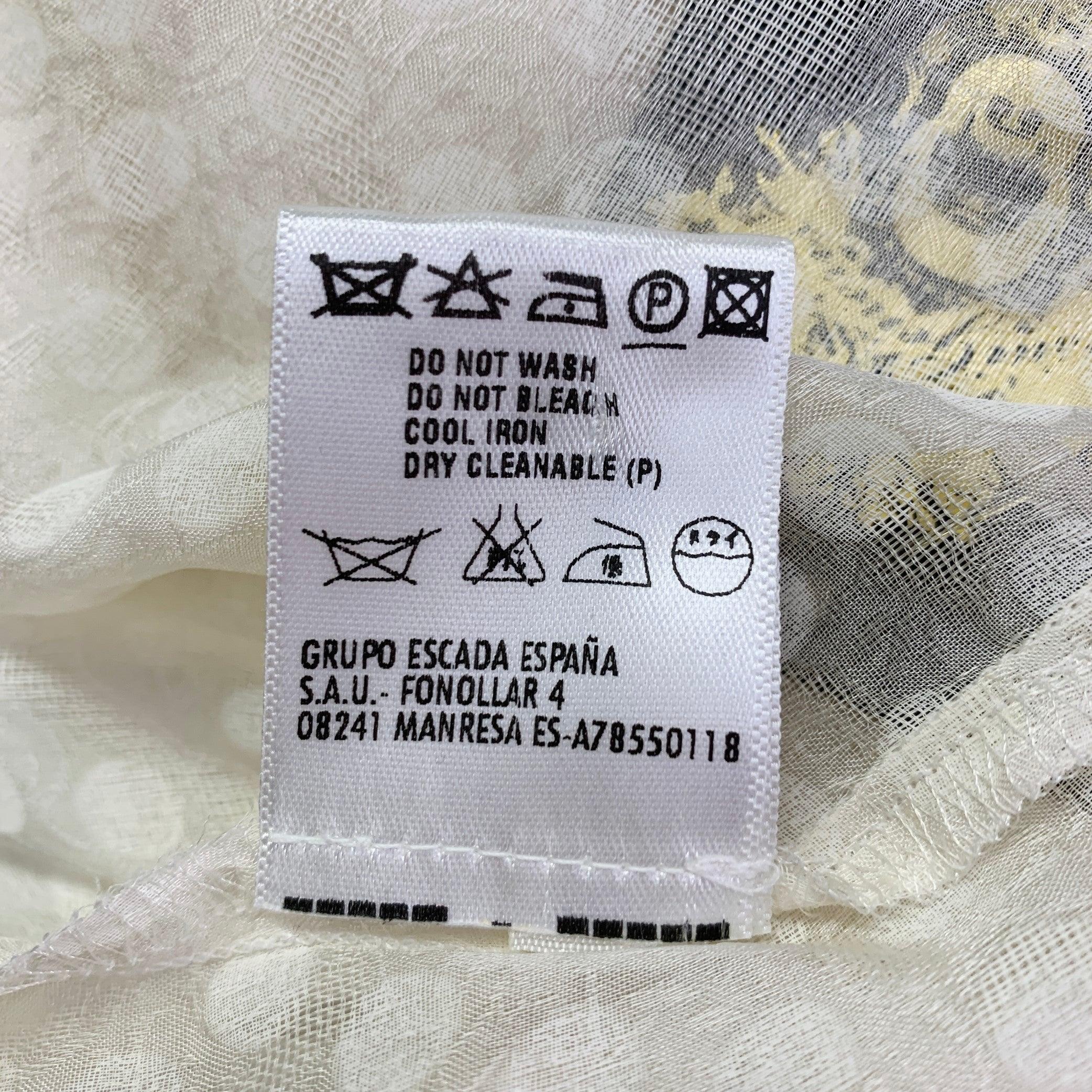 ESCADA Size 12 Beige Silk Dots Bow Blouse For Sale 4