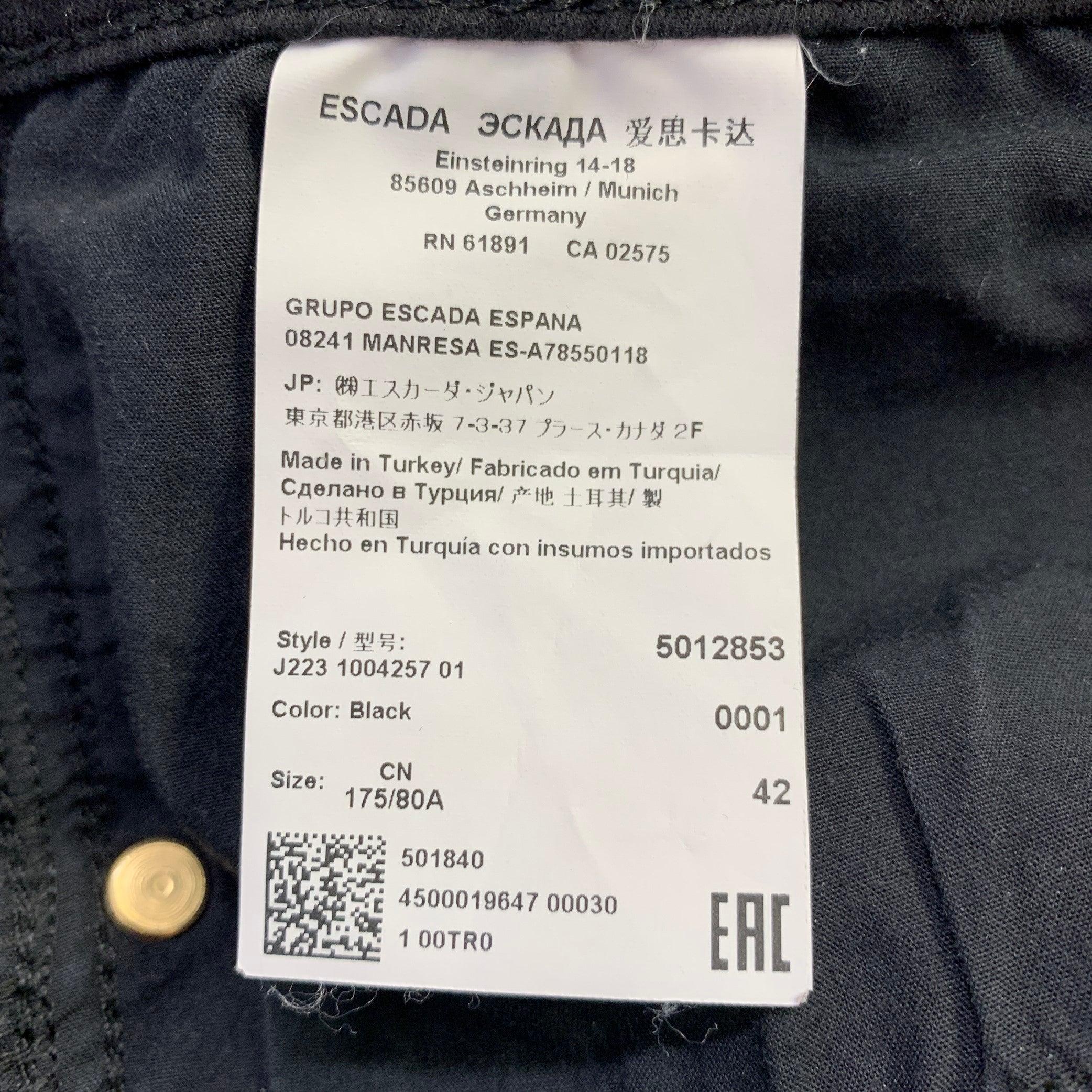Women's ESCADA Size 12 Black Cotton Blend 5 Pocket Jeans For Sale