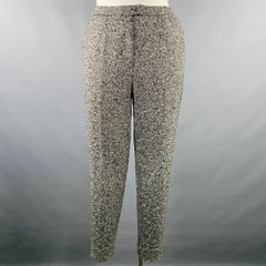 ESCADA Size 12 Black White Wool Blend Tweed Zip Fly Dress Pants