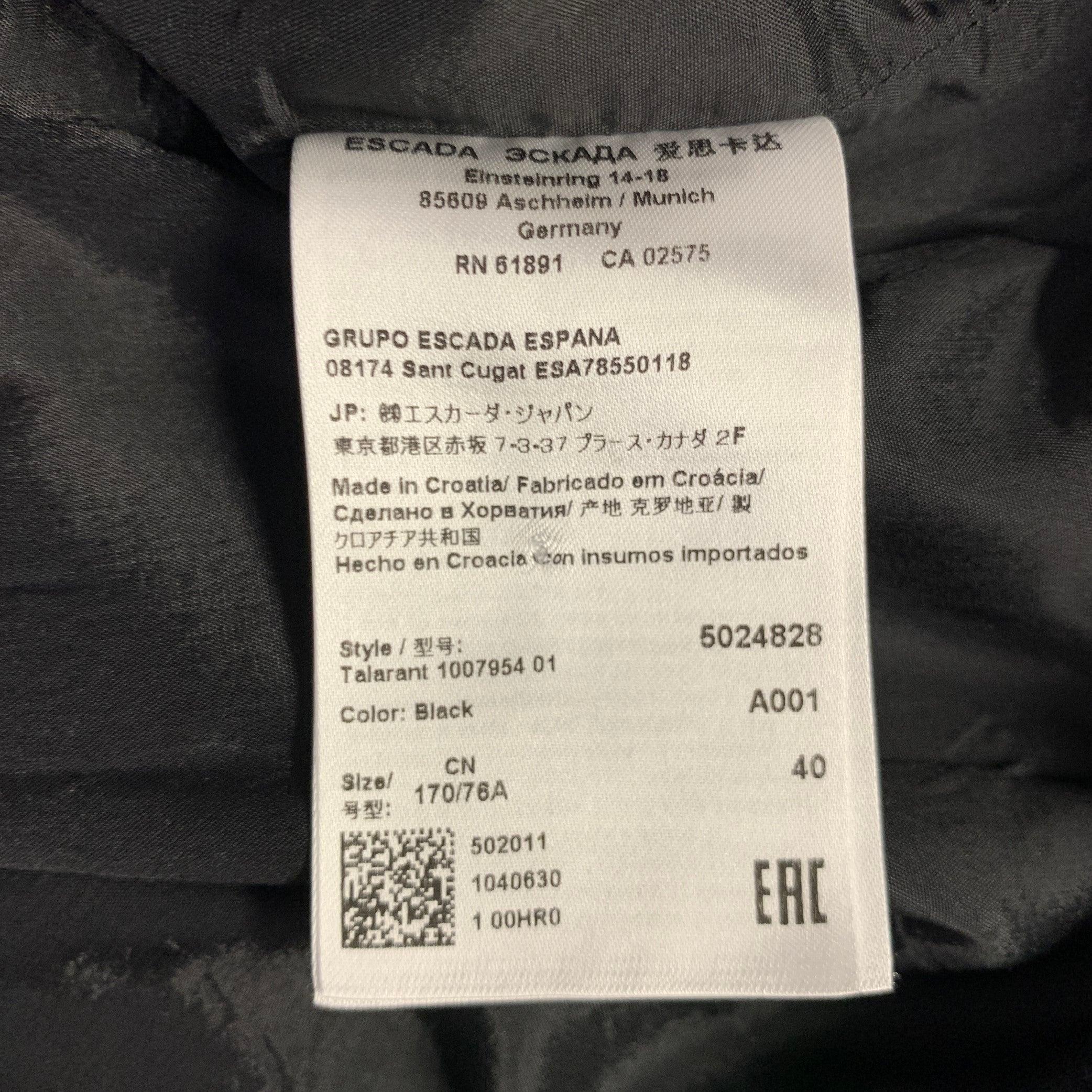ESCADA Size 12 Black White Wool Blend Tweed Zip Fly Dress Pants For Sale 1