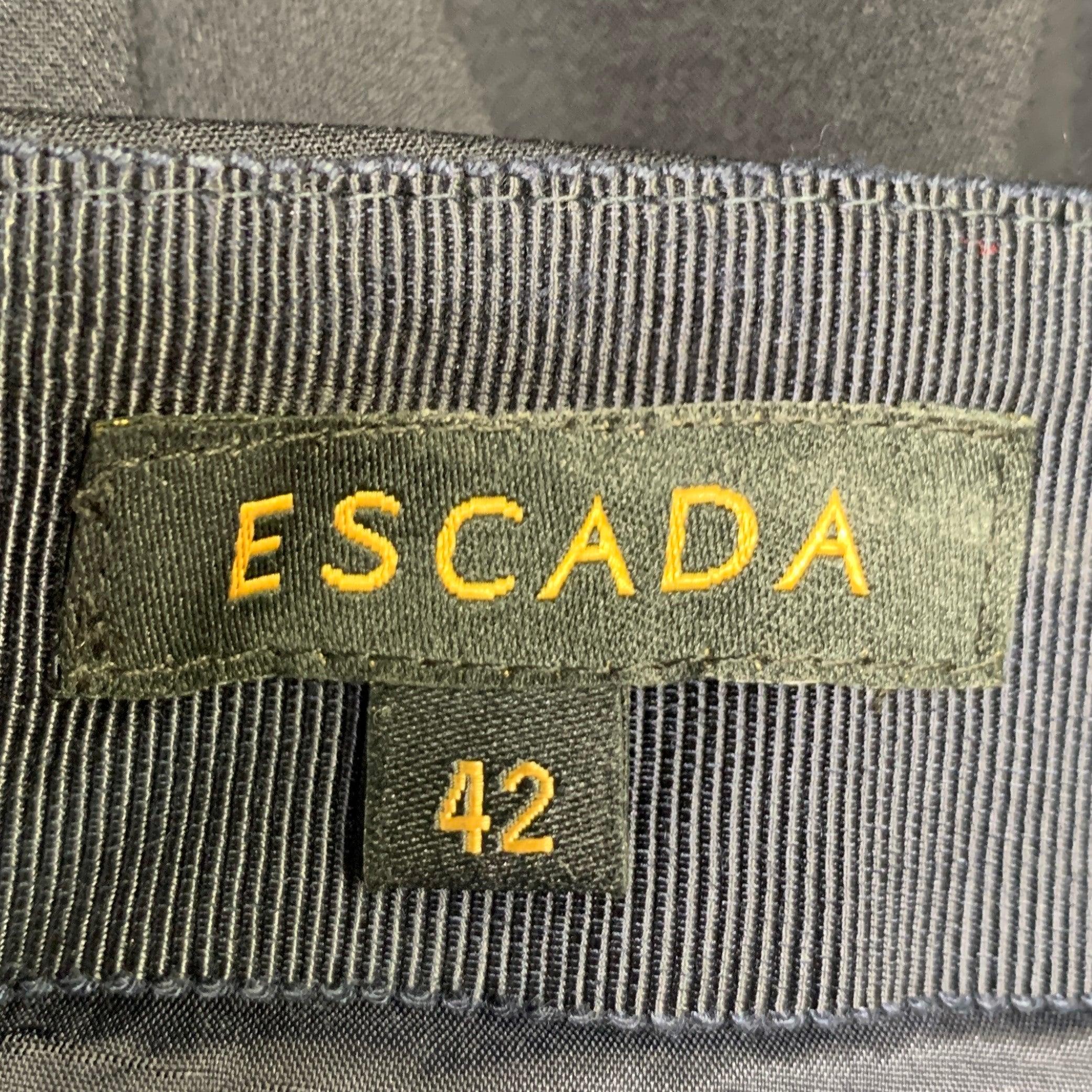 ESCADA Size 12 Navy Polyamide Blend Side Zipper Dress Pants For Sale 3