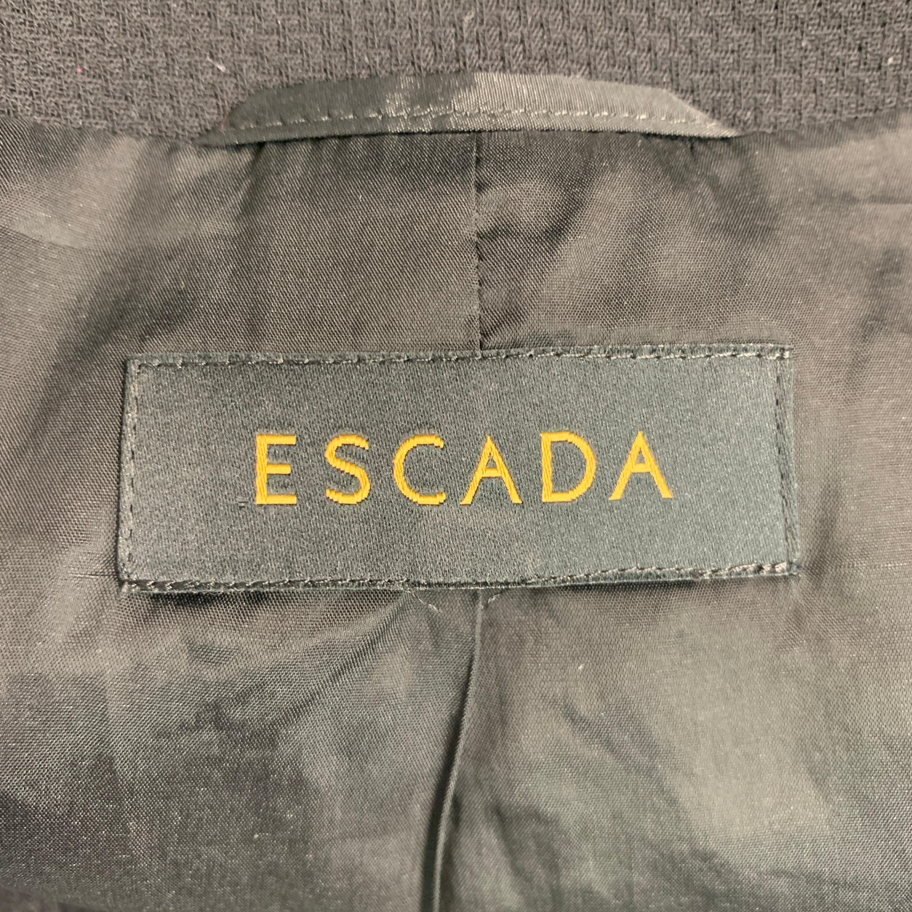 ESCADA Size 14 Black Cream Wool Eastane Color Block Jacket Blazer 1