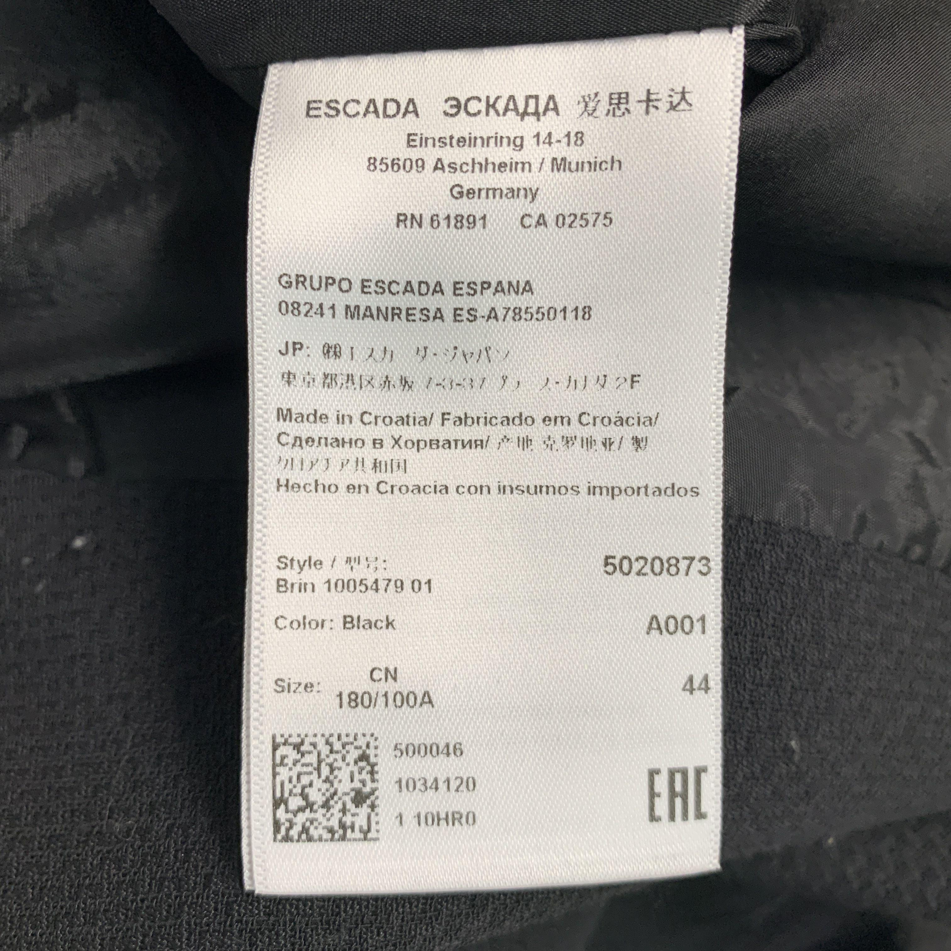 ESCADA Size 14 Black Cream Wool Eastane Color Block Jacket Blazer For Sale 2