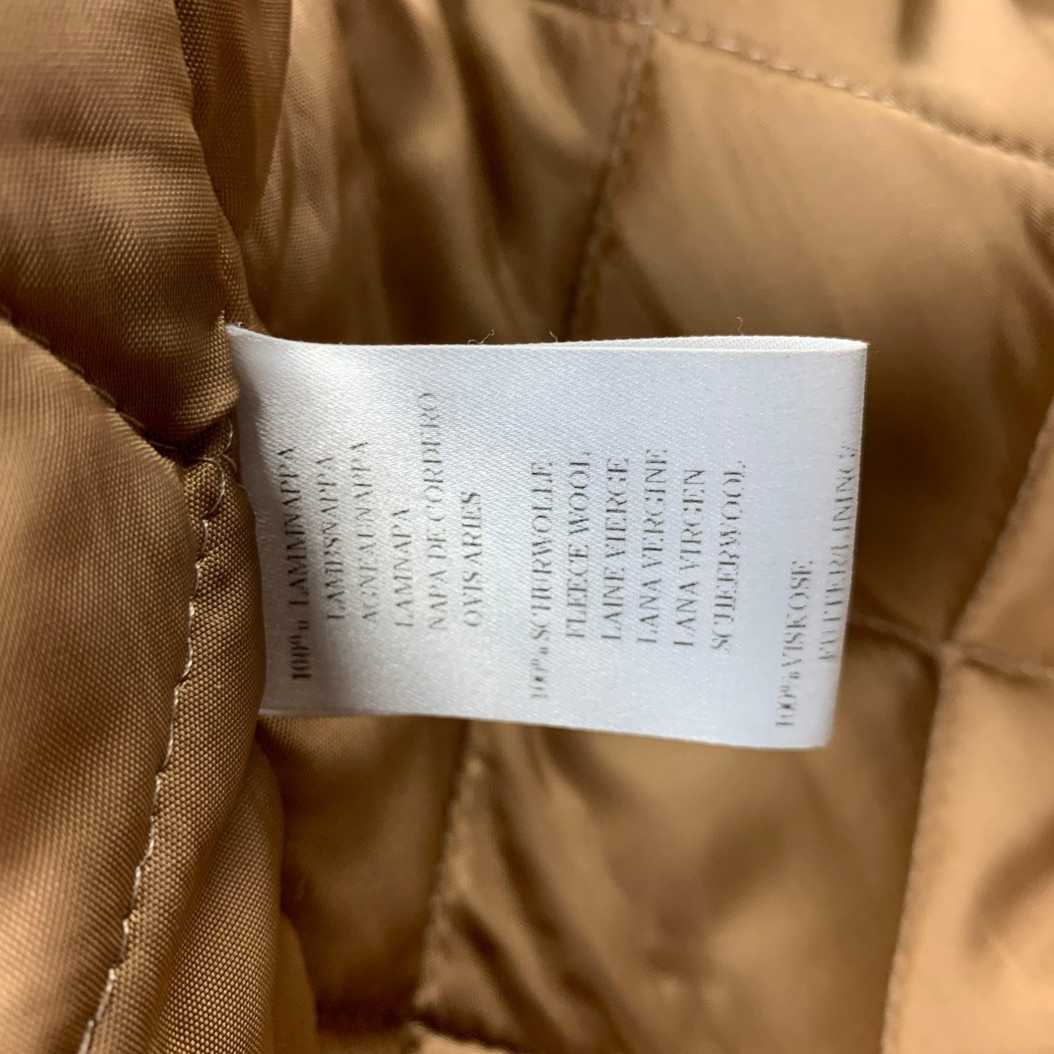 ESCADA Size 4 Beige Perforated Leather Bomber Jacket For Sale 1