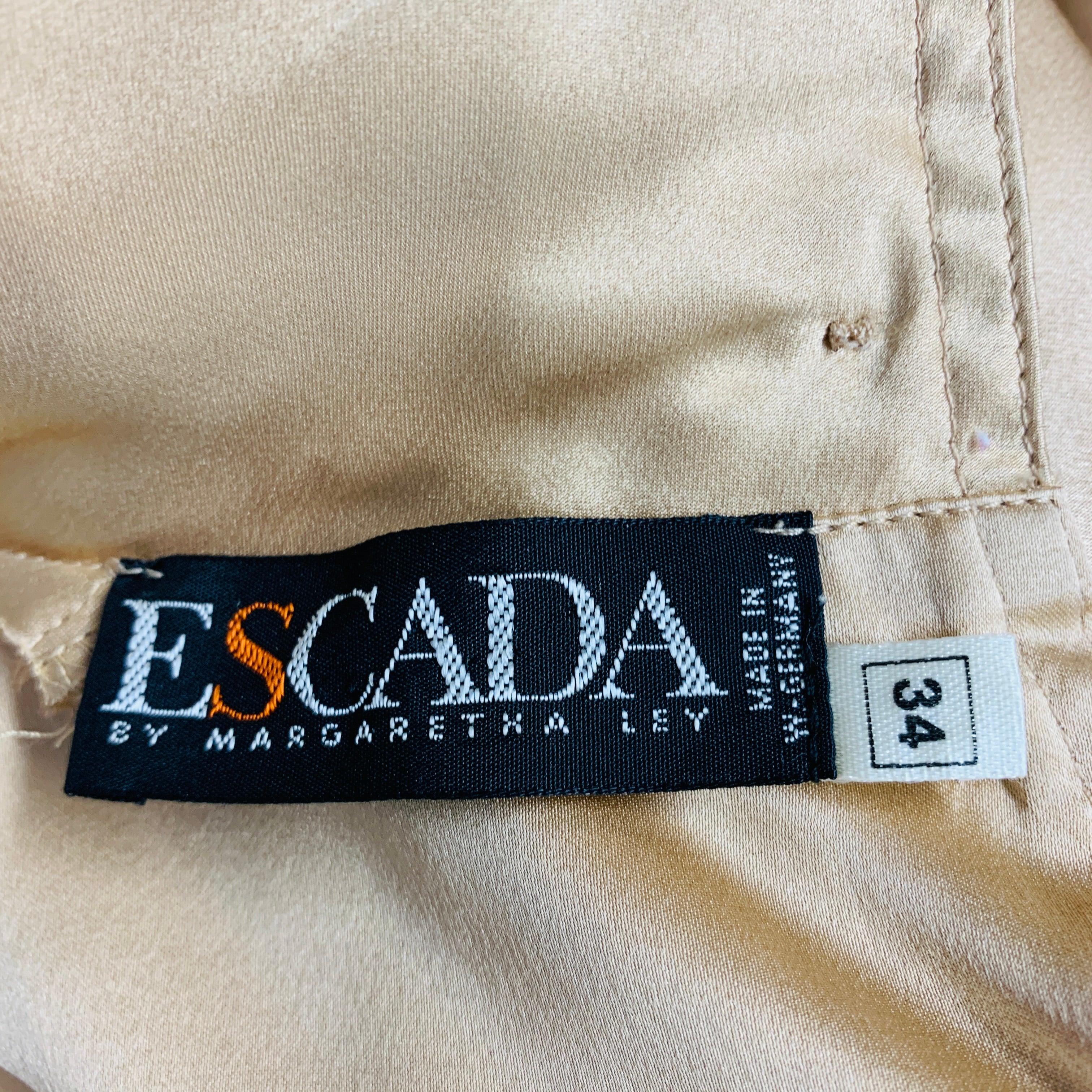 ESCADA Size 4 Beige Silk Dolman Sleeve Blouse For Sale 5
