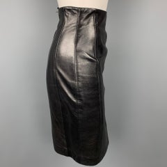 ESCADA Size 4 Black Leather Pencil Skirt