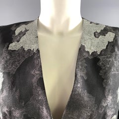 ESCADA Size 4 Black Silver Silk Blend Two Button Jacket