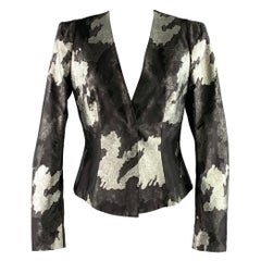 ESCADA Size 4 Black Silver Silk Blend Two Button Jacket