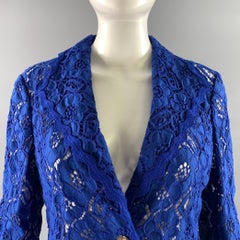 ESCADA Talla 4 Chaqueta Floral Baumwolle Poliamida Azul