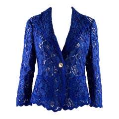 ESCADA Size 4 Blue Polyamid Baumwolle Floral Jacket