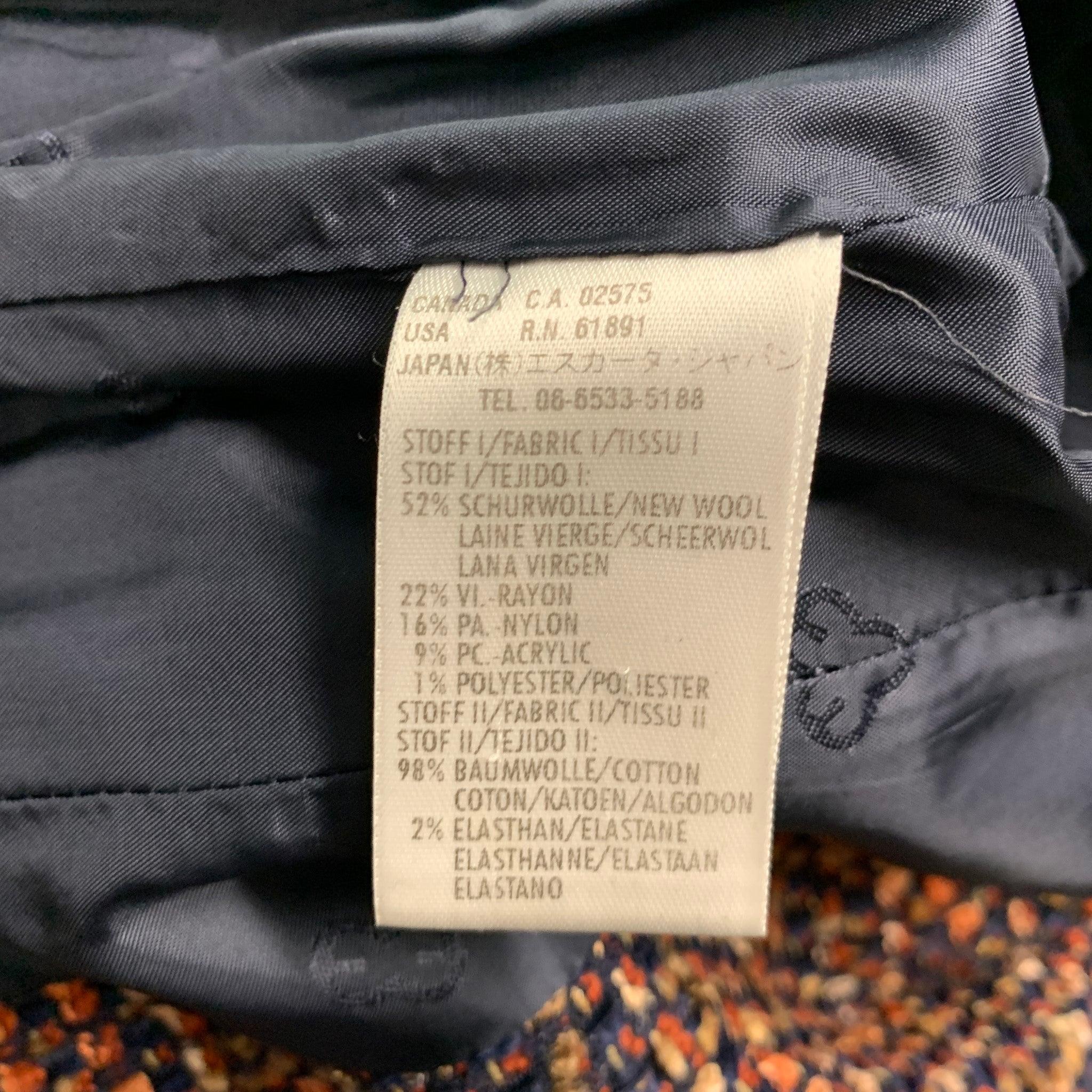 ESCADA Size 4 Navy Orange Wool Blend Textured Jacket For Sale 4