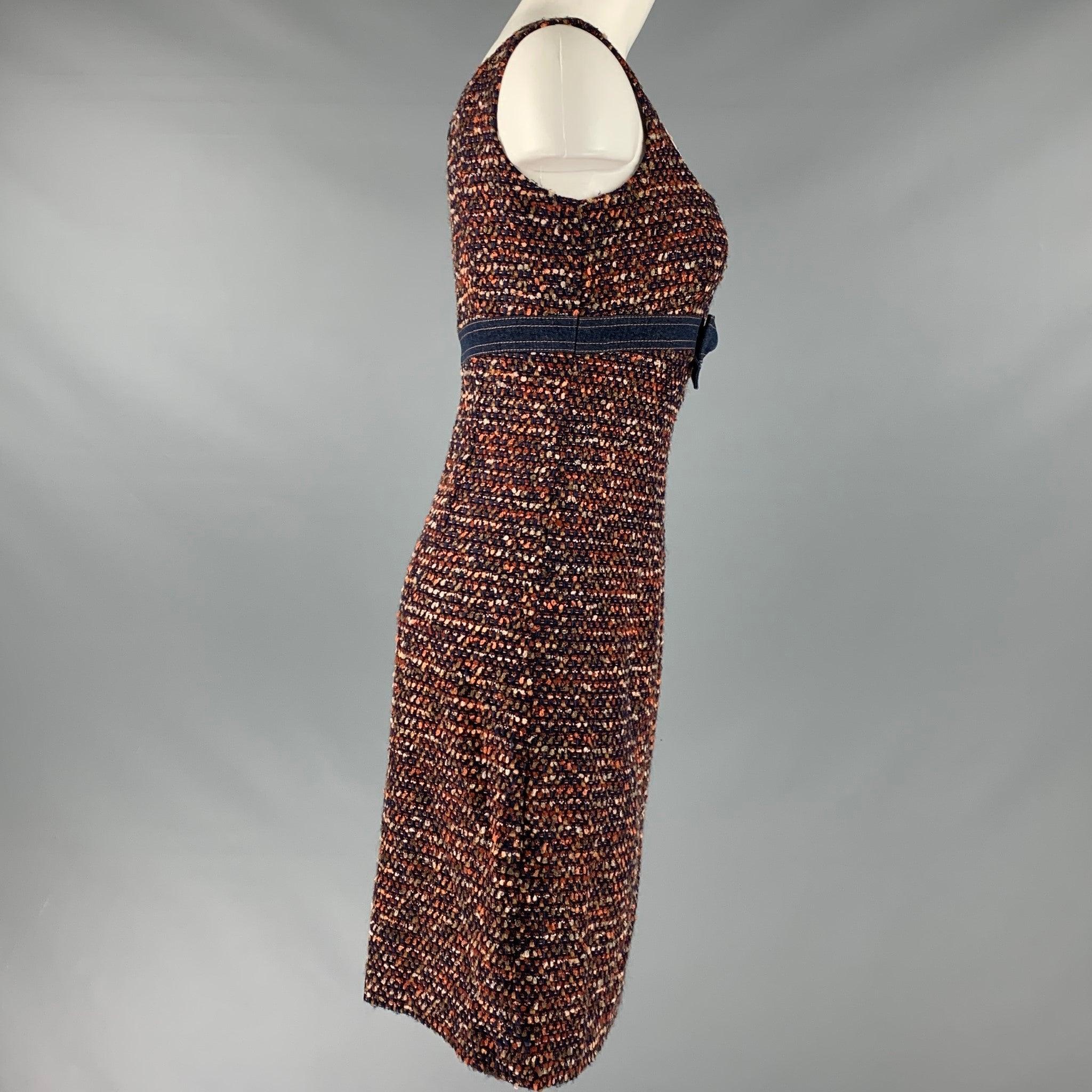 ESCADA, robe sans manches texturée en laine mélangée orange marine, taille 4 Pour femmes en vente