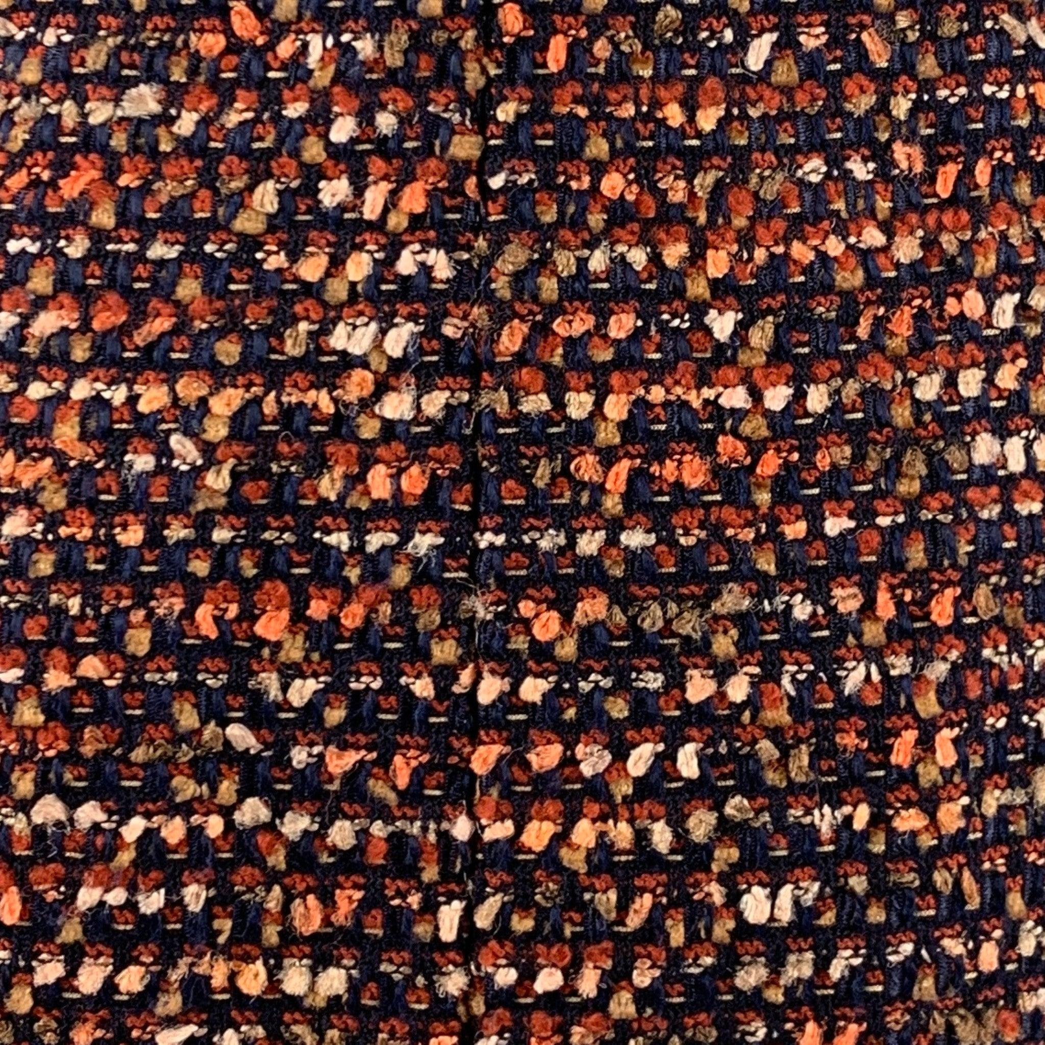 ESCADA Size 4 Navy Orange Wool Blend Textured Sleeveless Dress For Sale 2