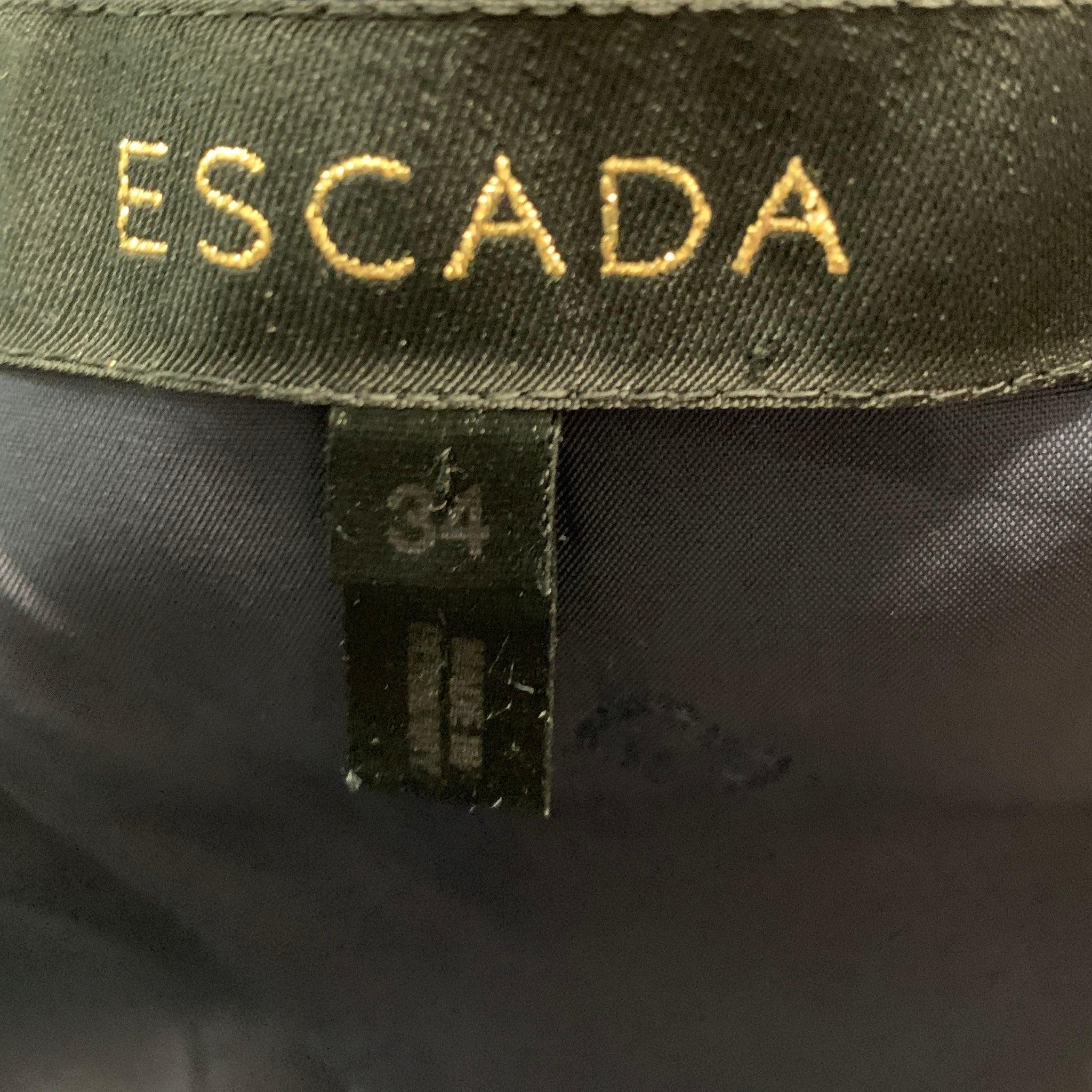 ESCADA Size 4 Navy Orange Wool Blend Textured Sleeveless Dress For Sale 3