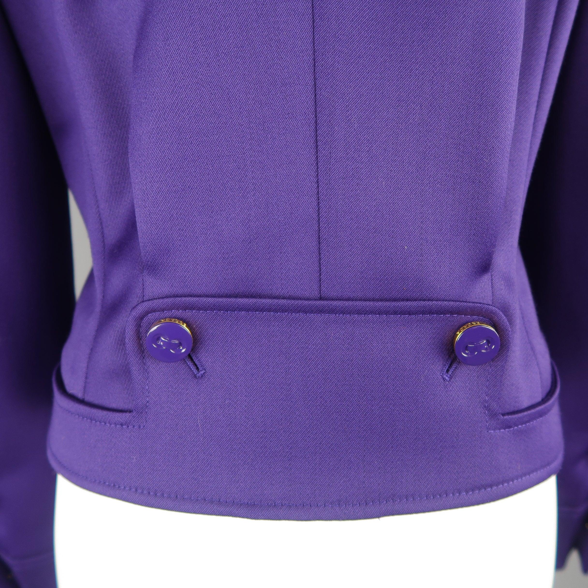ESCADA Size 4 Purple Cropped Pointed Lapel Belted Jacket 4