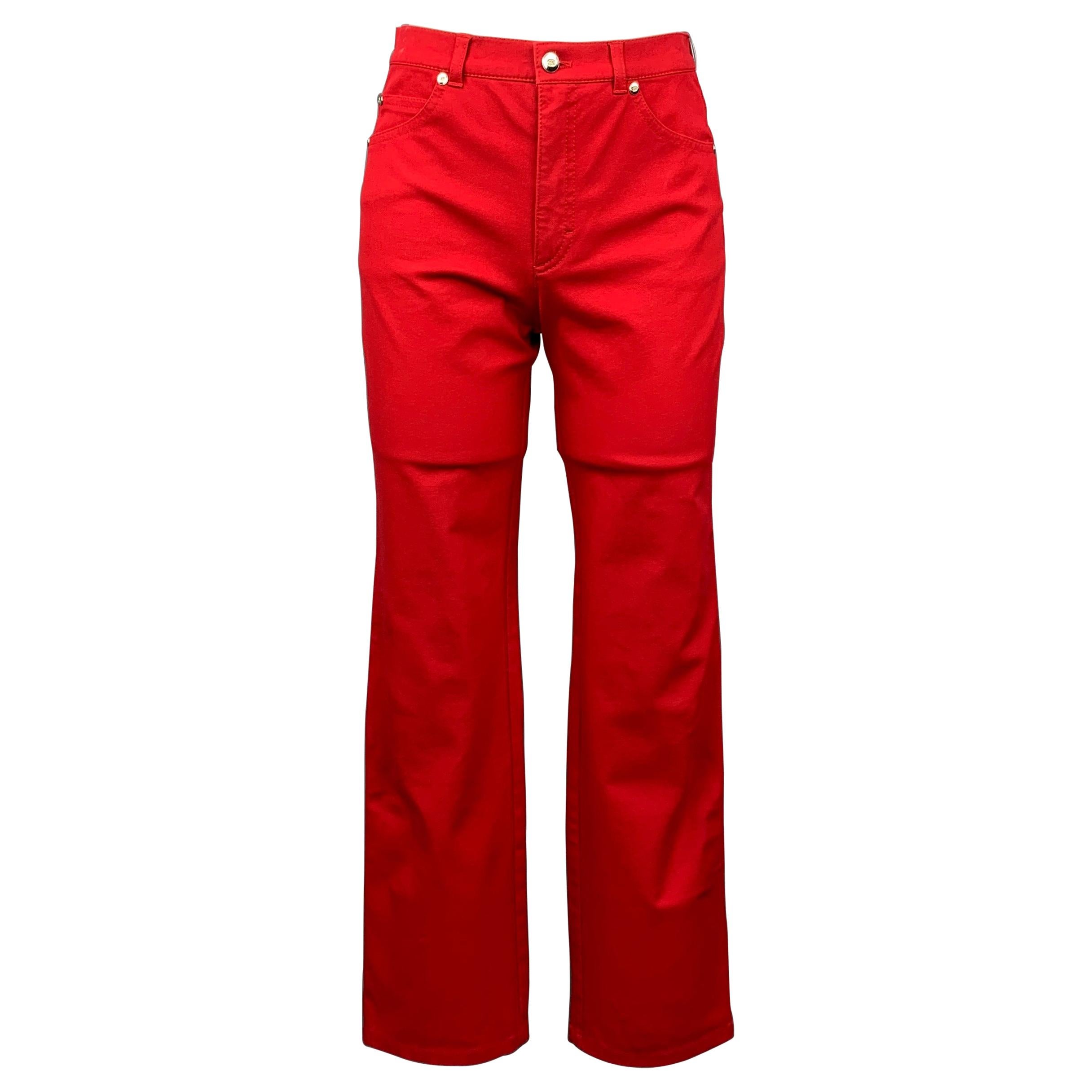 ESCADA - Pantalon de robe en coton extensible rouge, taille 4