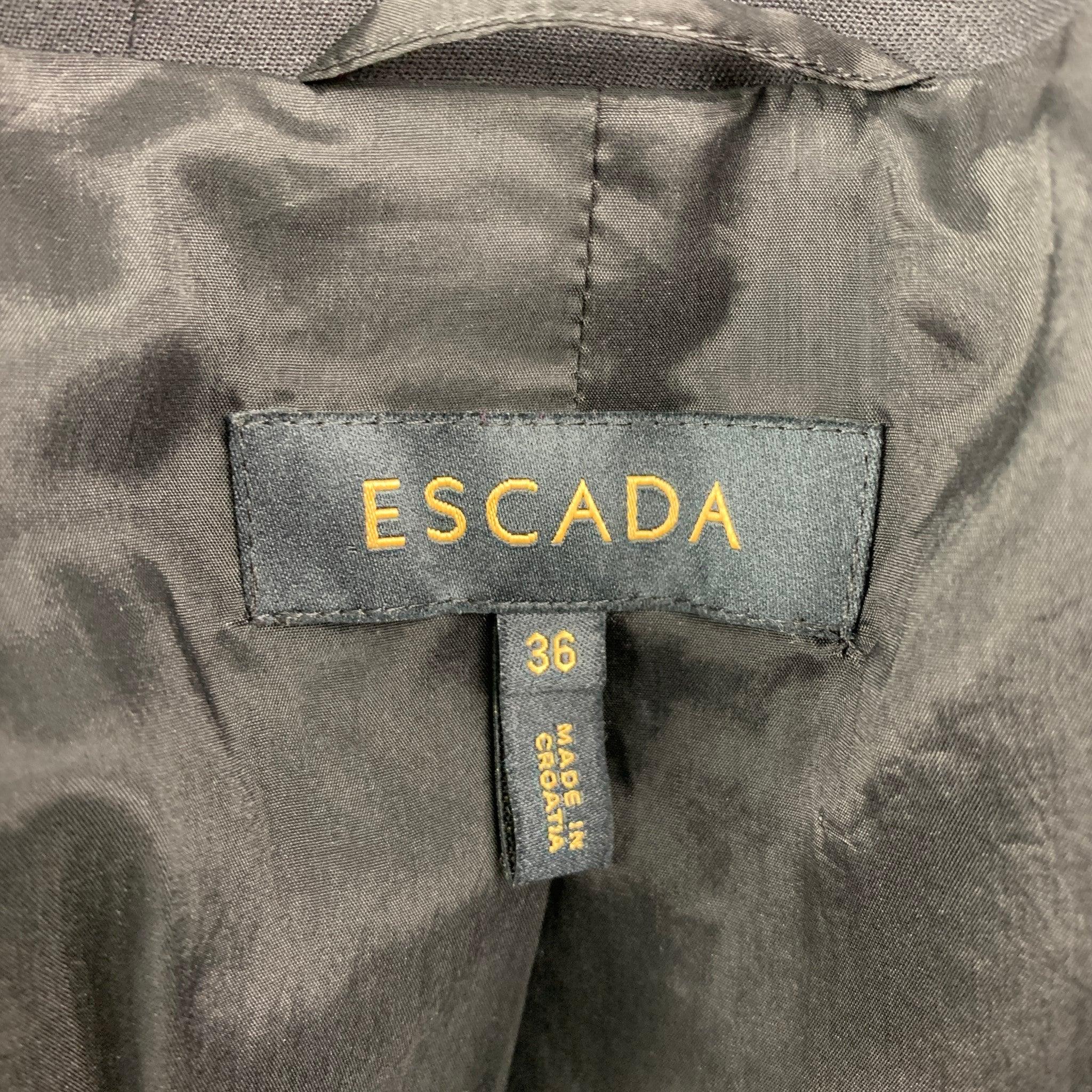 ESCADA Size 6 Black & Gold Virgin Wool Blend Embellishment Jacket 5