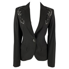 ESCADA Size 6 Black Viscose Blend Embroidered Cut Out Jacket Blazer