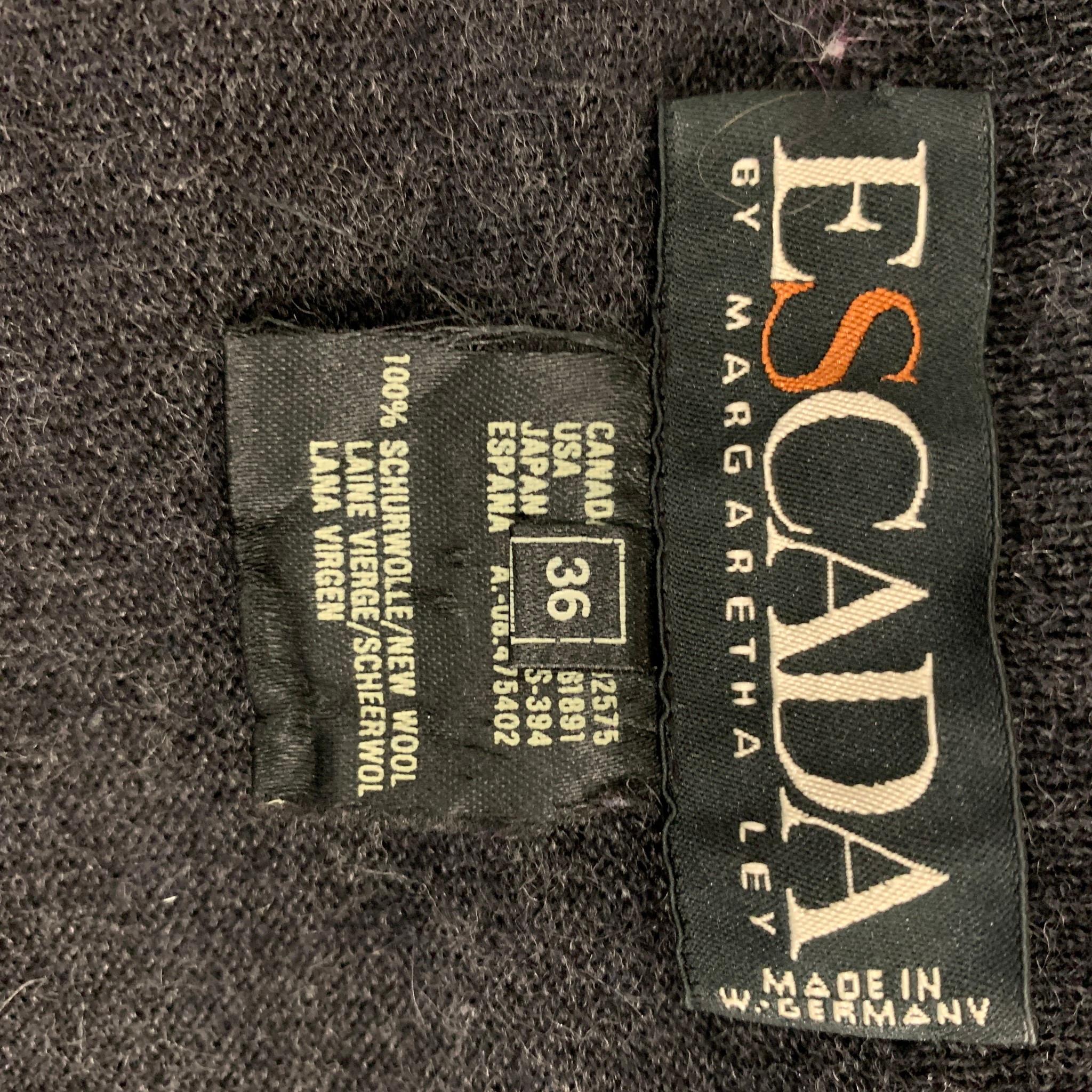 ESCADA Size 6 Charcoal Multicolour Wool Embroidered Turtleneck Pullover 3