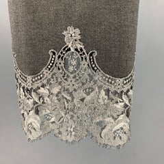 ESCADA Size 6 Grey Silver Wool Cashmere Lace Pencil Mid-Calf Skirt